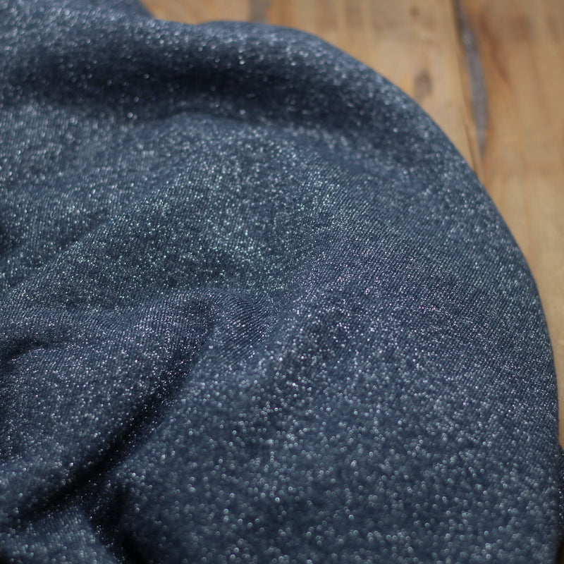 Tissu French Terry Glitter Bleu Denim (Vendu x10cm) Tissus Sélection Gaspard & Léonie | Gaspard et Léonie Tissus en ligne et Mercerie à Toulouse