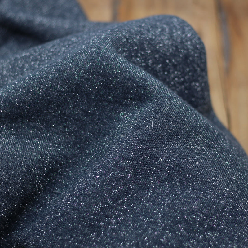 Tissu French Terry Glitter Bleu Denim (Vendu x10cm) Tissus Sélection Gaspard & Léonie | Gaspard et Léonie Tissus en ligne et Mercerie à Toulouse