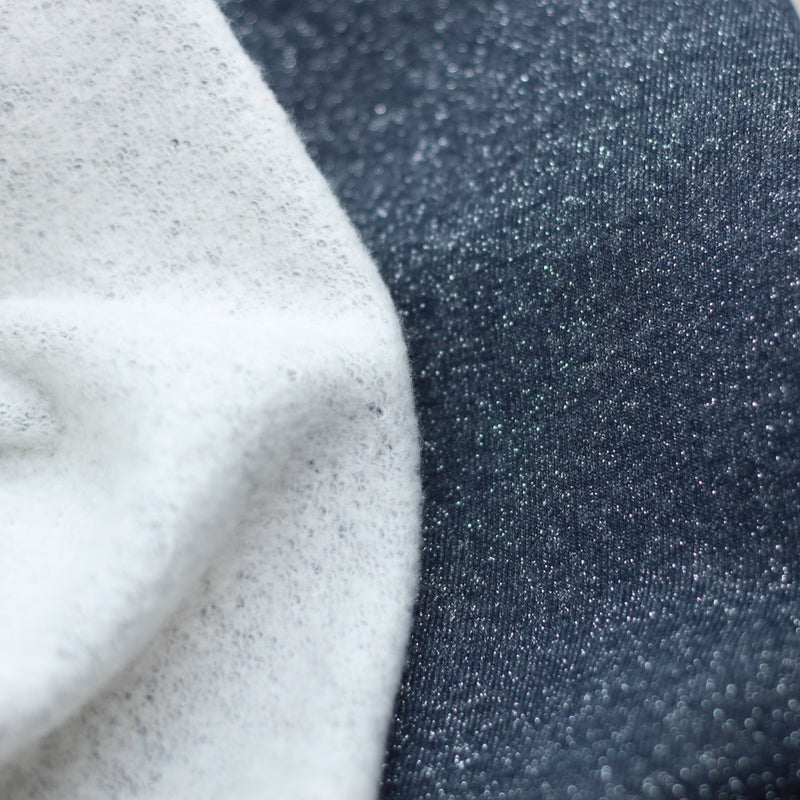 Tissu French Terry Glitter Bleu Denim (Vendu x10cm) Tissus Sélection Gaspard & Léonie | Gaspard et Léonie Tissus en ligne et Mercerie à Toulouse