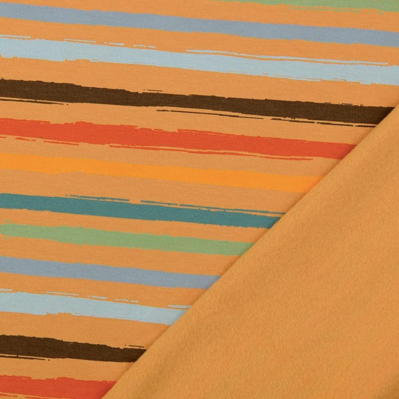 Tissu French Terry - rayures multicolores - Orange Fauve (Vendu x10cm) Tissus Sélection Gaspard & Léonie | Gaspard et Léonie Tissus en ligne et Mercerie à Toulouse