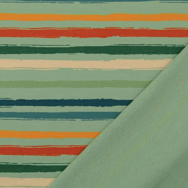 Tissu French Terry - rayures multicolores - Vert pré (Vendu x10cm) Tissus Sélection Gaspard & Léonie | Gaspard et Léonie Tissus en ligne et Mercerie à Toulouse