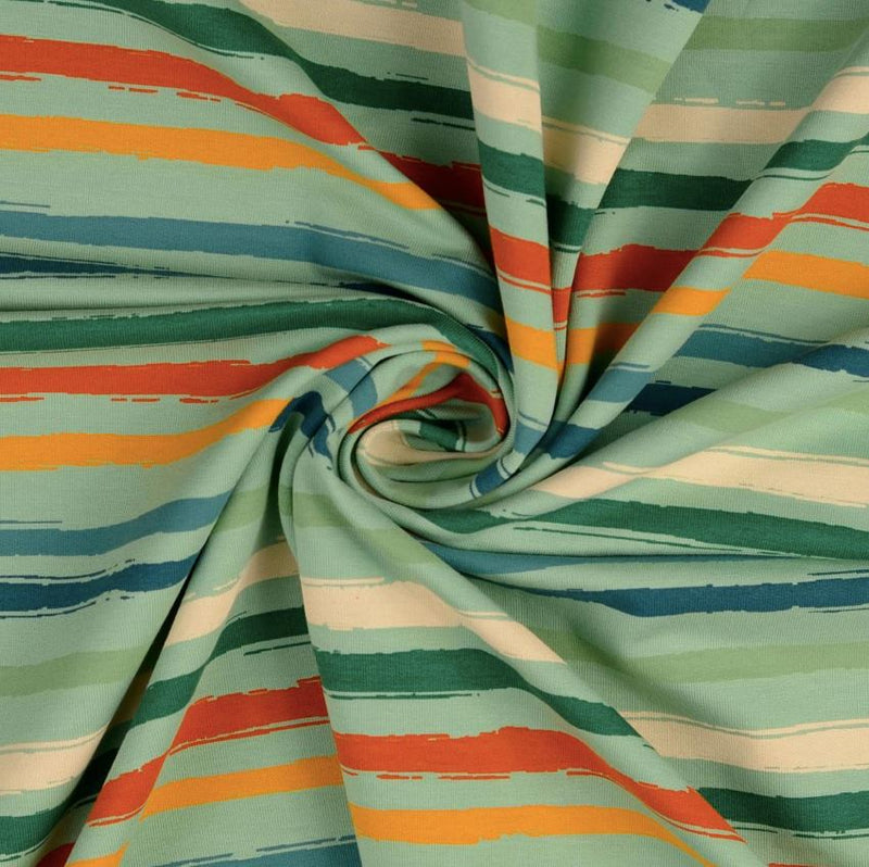 Tissu French Terry - rayures multicolores - Vert pré (Vendu x10cm) Tissus Sélection Gaspard & Léonie | Gaspard et Léonie Tissus en ligne et Mercerie à Toulouse