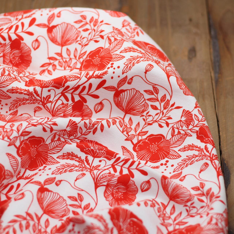 Tissu French-Terry - SUMMER SWEAT POPPIES - Blanc (Vendu x10cm) Tissus katia Fabrics | Gaspard et Léonie Tissus en ligne et Mercerie à Toulouse