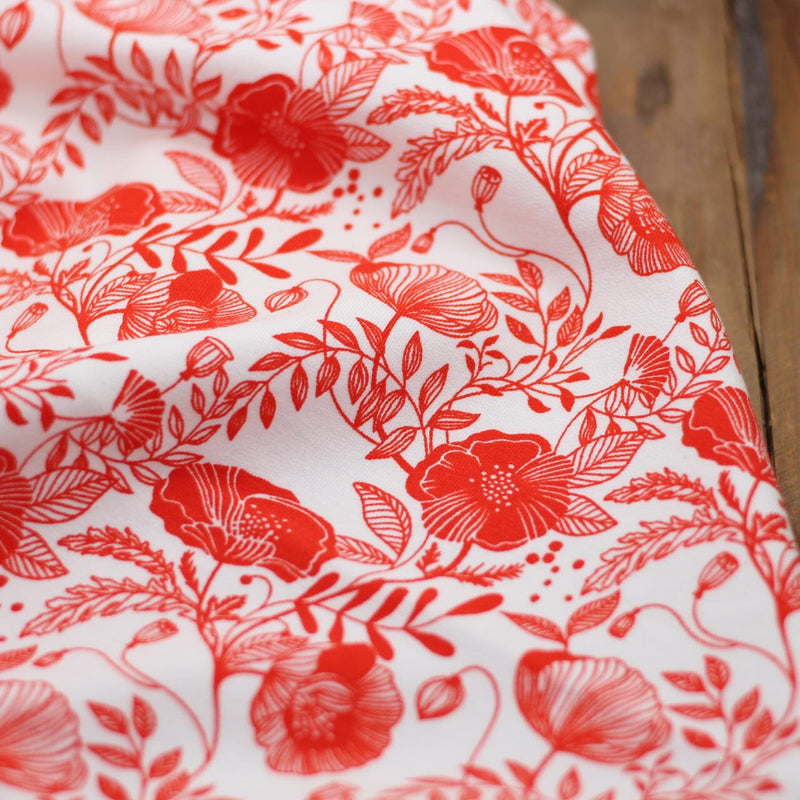 Tissu French-Terry - SUMMER SWEAT POPPIES - Blanc (Vendu x10cm) Tissus katia Fabrics | Gaspard et Léonie Tissus en ligne et Mercerie à Toulouse