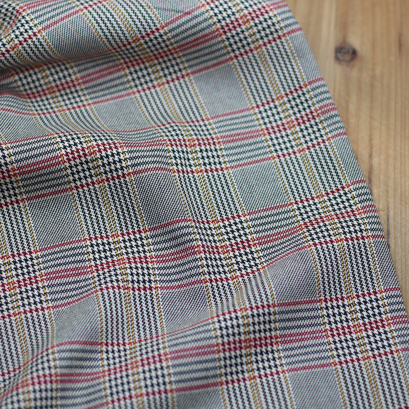 Tissu Jacquard Prince de Galles - Noir/rouge/jaune - Beige (Vendu x10cm) Tissus Sélection Gaspard & Léonie | Gaspard et Léonie Tissus Mercerie Toulouse