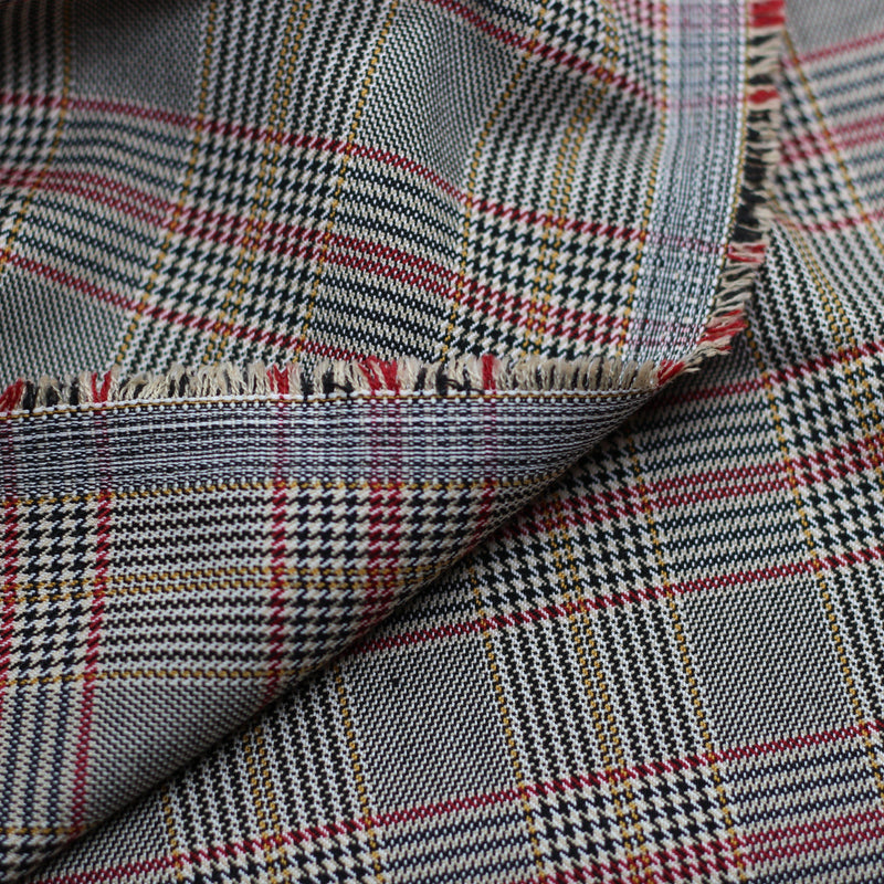 Tissu Jacquard Prince de Galles - Noir/rouge/jaune - Beige (Vendu x10cm) Tissus Sélection Gaspard & Léonie | Gaspard et Léonie Tissus Mercerie Toulouse