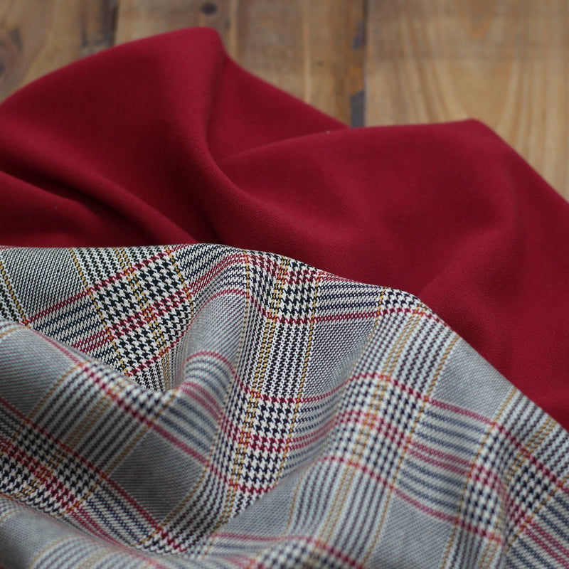 Tissu Jacquard Prince de Galles - Noir/rouge/jaune - Beige (Vendu x10cm) Tissus Sélection Gaspard & Léonie | Gaspard et Léonie Tissus en ligne et Mercerie à Toulouse