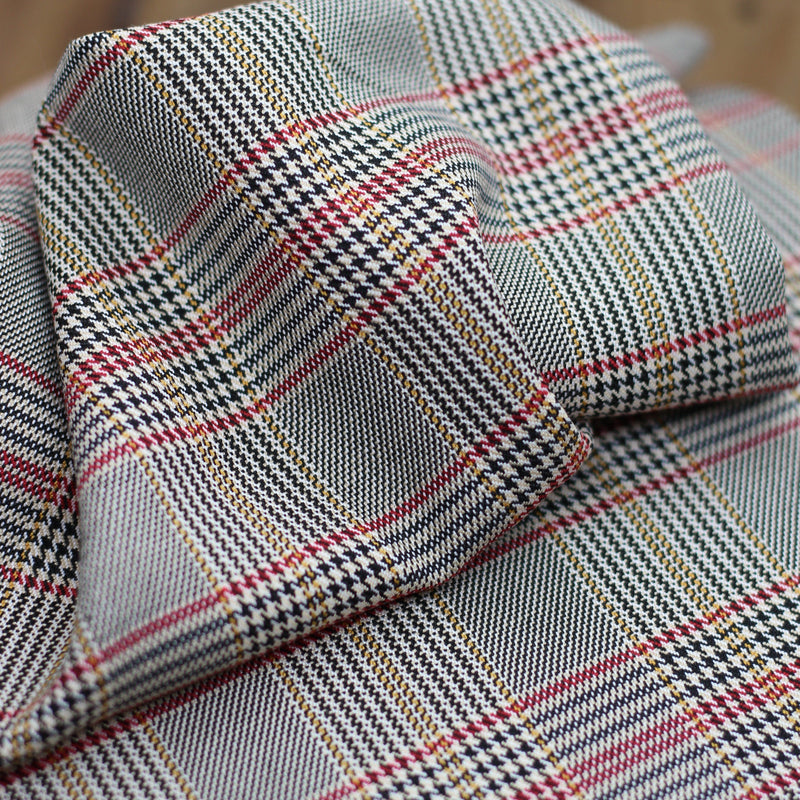 Tissu Jacquard Prince de Galles - Noir/rouge/jaune - Beige (Vendu x10cm) Tissus Sélection Gaspard & Léonie | Gaspard et Léonie Tissus Mercerie Toulouse
