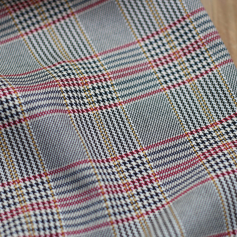 Tissu Jacquard Prince de Galles - Noir/rouge/jaune - Beige (Vendu x10cm) Tissus Sélection Gaspard & Léonie | Gaspard et Léonie Tissus Mercerie Toulouse