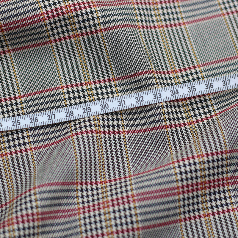 Tissu Jacquard Prince de Galles - Noir/rouge/jaune - Beige (Vendu x10cm) Tissus Sélection Gaspard & Léonie | Gaspard et Léonie Tissus Mercerie Toulouse