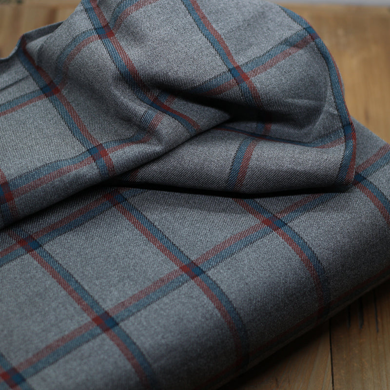 Tissu Jacquard TARTAN Bleu pétrole/Rouge - Gris (Vendu x10cm) Tissus Sélection Gaspard & Léonie | Gaspard et Léonie Tissus Mercerie Toulouse