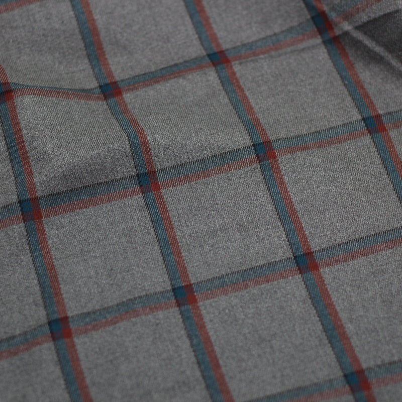 Tissu Jacquard TARTAN Bleu pétrole/Rouge - Gris (Vendu x10cm) Tissus Sélection Gaspard & Léonie | Gaspard et Léonie Tissus Mercerie Toulouse