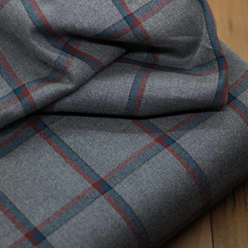 Tissu Jacquard TARTAN Bleu pétrole/Rouge - Gris (Vendu x10cm) Tissus Sélection Gaspard & Léonie | Gaspard et Léonie Tissus Mercerie Toulouse