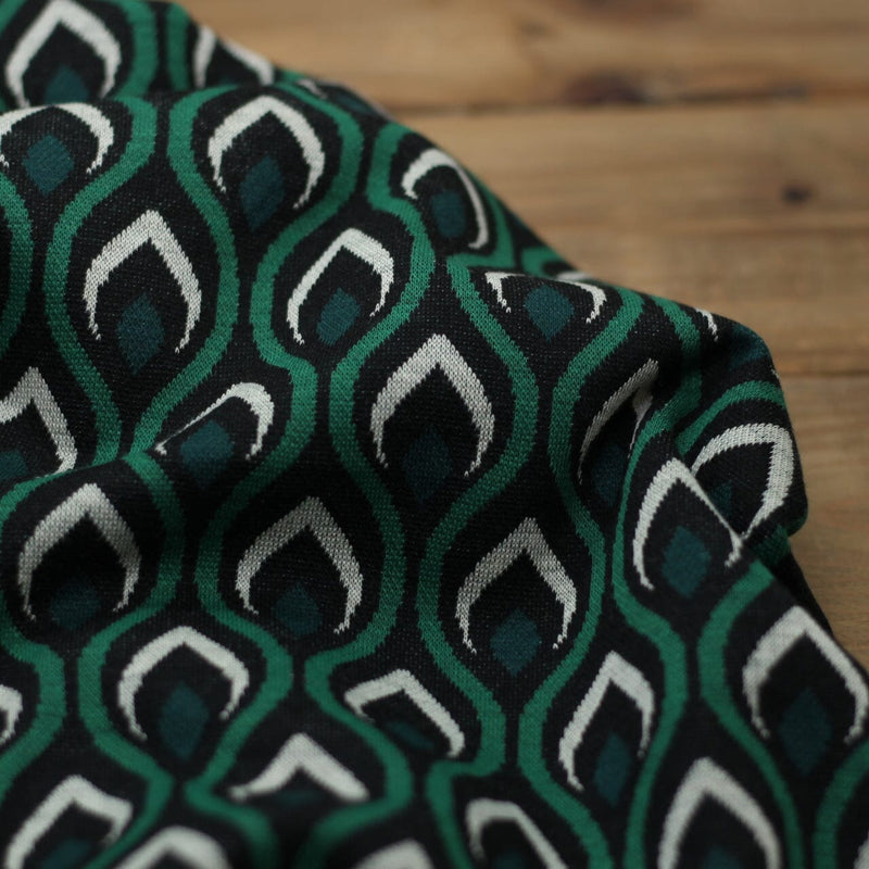 Tissu Maille Jacquard - PLUM - Vert (Vendu x10cm) Tissus ALBSTOFFE | Gaspard et Léonie Tissus en ligne et Mercerie à Toulouse