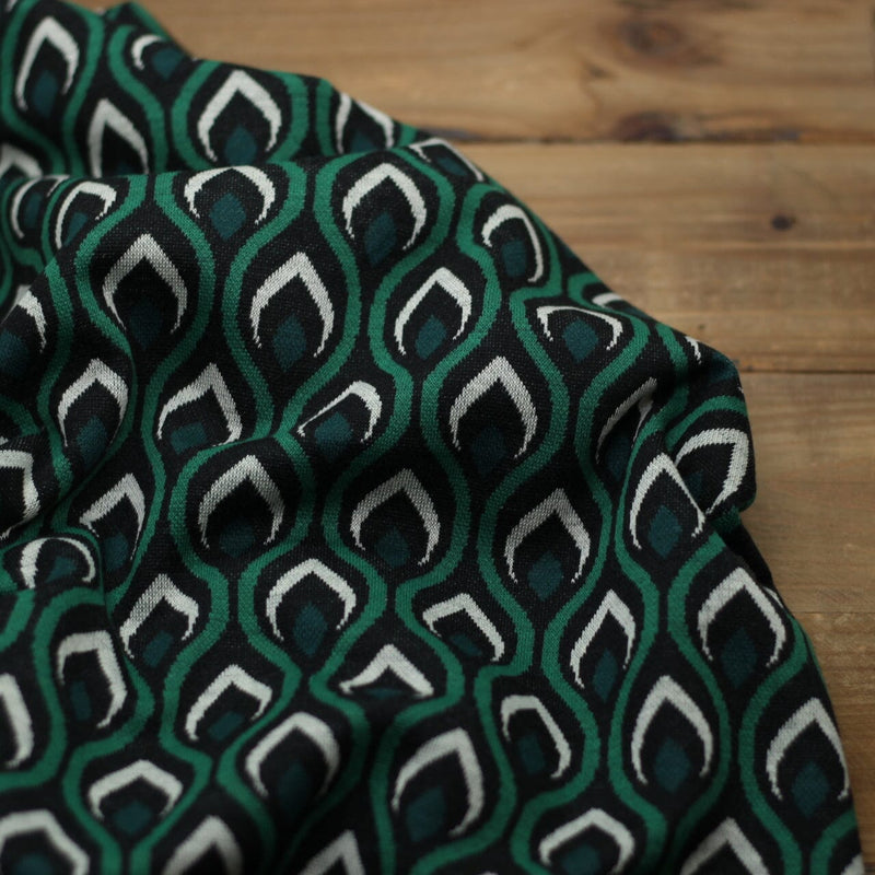 Tissu Maille Jacquard - PLUM - Vert (Vendu x10cm) Tissus ALBSTOFFE | Gaspard et Léonie Tissus en ligne et Mercerie à Toulouse