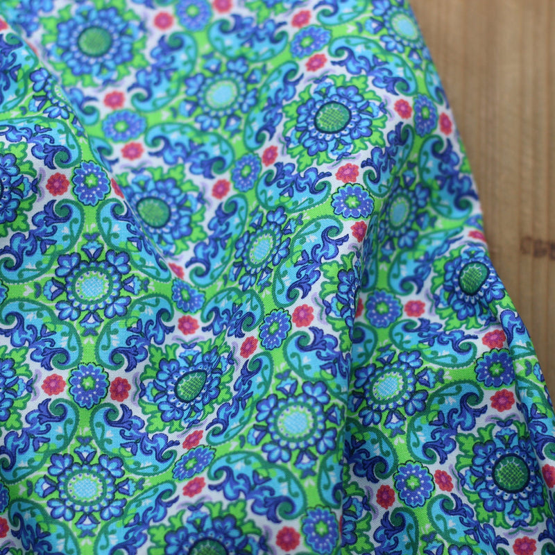 Tissu Popeline Coton - Happiness - Purdey Bleu (Vendu x10cm) Tissus Sélection Gaspard & Léonie | Gaspard et Léonie Tissus Mercerie Toulouse