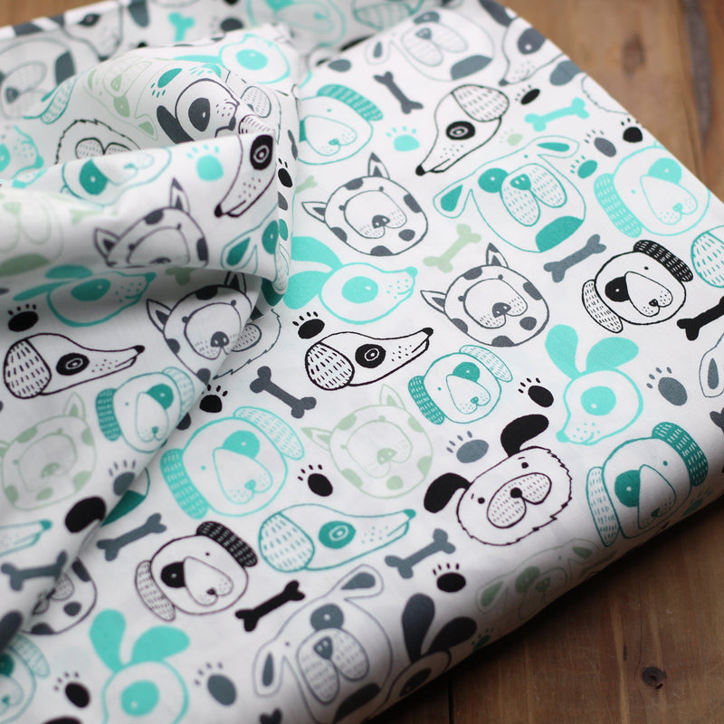 Tissu popeline de Coton - OH WOOF - Vert (Vendu x10cm) Tissus ART GALLERY Fabrics | Gaspard et Léonie Tissus Mercerie Toulouse