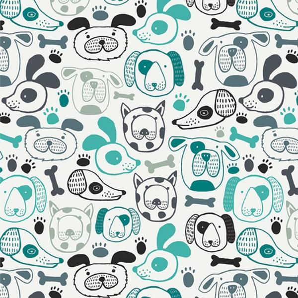 Tissu popeline de Coton - OH WOOF - Vert (Vendu x10cm) Tissus ART GALLERY Fabrics | Gaspard et Léonie Tissus Mercerie Toulouse
