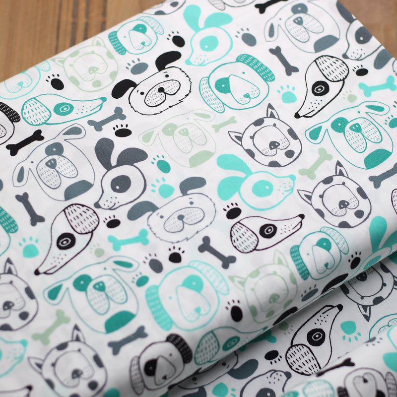 Tissu popeline de Coton - OH WOOF - Vert (Vendu x10cm) Tissus ART GALLERY Fabrics | Gaspard et Léonie Tissus Mercerie Toulouse