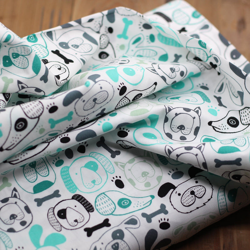 Tissu popeline de Coton - OH WOOF - Vert (Vendu x10cm) Tissus ART GALLERY Fabrics | Gaspard et Léonie Tissus Mercerie Toulouse