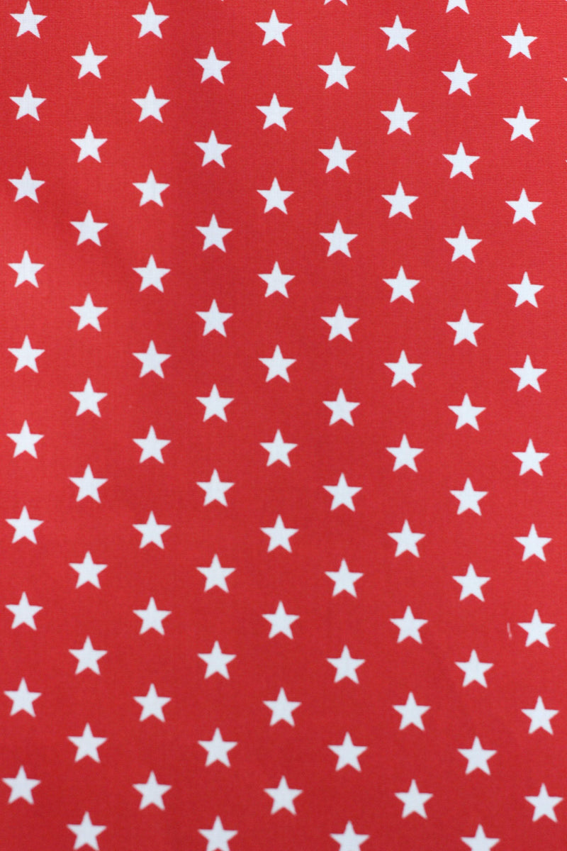 Tissu Popeline de coton Petites Etoiles Rouges (Vendu x10cm) - L'atelier de Gaspard et Léonie