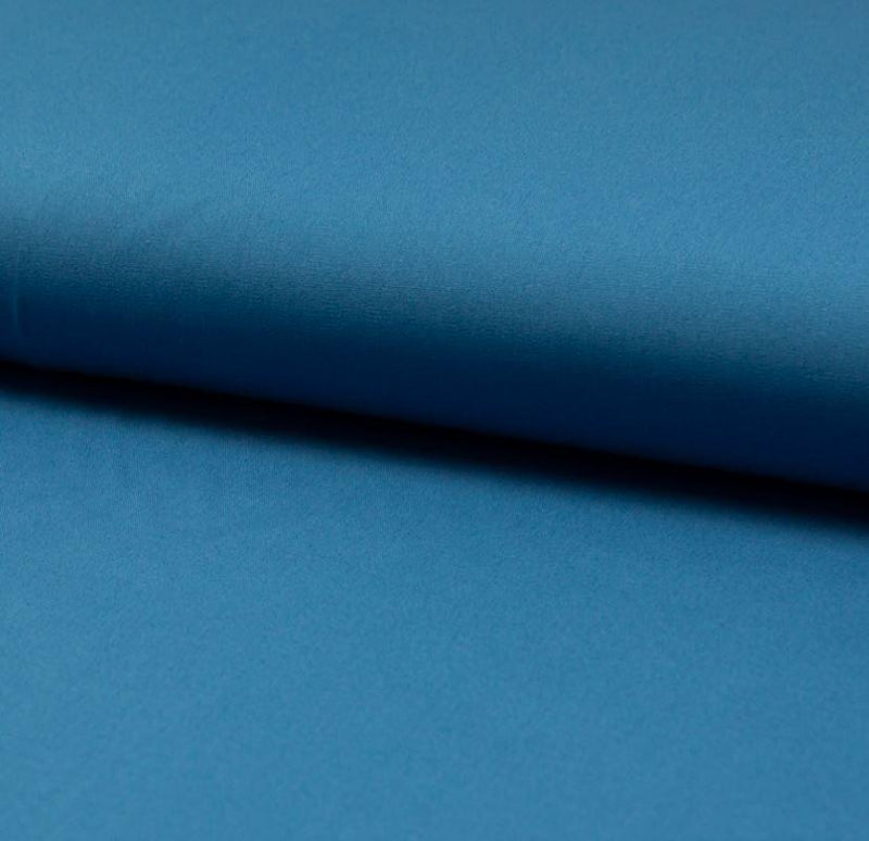 Tissu popeline de coton uni bleu Jean (Vendu x10cm) - L'atelier de Gaspard et Léonie