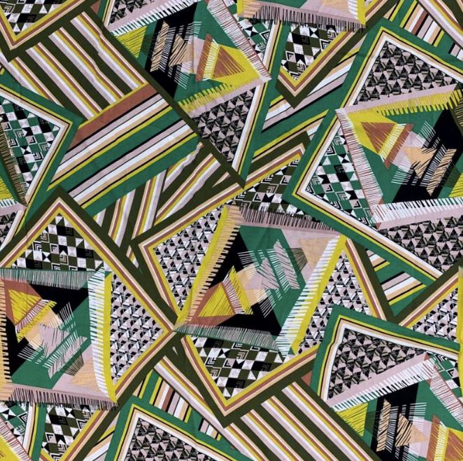 Tissu Popeline de viscose - RETRO GRAPHIC - Vert (Vendu x10cm) Tissus Sélection Gaspard & Léonie | Gaspard et Léonie Tissus en ligne et Mercerie à Toulouse