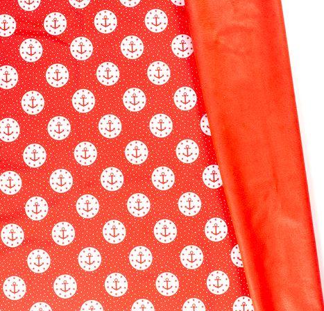Tissu Soft Shell Ancres rouges (vendu x10cm) - L'atelier de Gaspard et Léonie