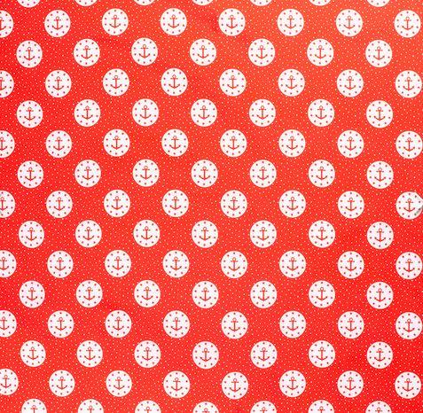 Tissu Soft Shell Ancres rouges (vendu x10cm) - L'atelier de Gaspard et Léonie