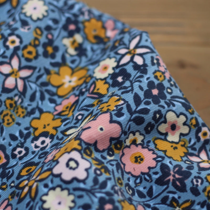 Tissu Velours milleraies - Fleuri - Bleu (vendu x10cm) Tissus Sélection Gaspard & Léonie | Gaspard et Léonie Tissus en ligne et Mercerie à Toulouse