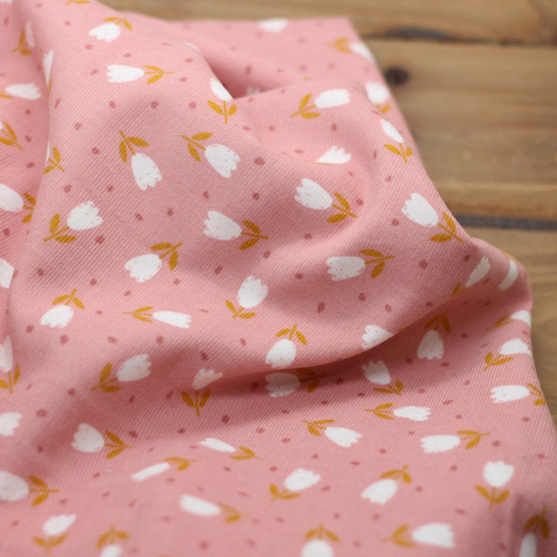 Tissu Velours milleraies imprimé Tulipes - Vieux rose (vendu x10cm) Tissus Sélection Gaspard & Léonie | Gaspard et Léonie Tissus en ligne et Mercerie à Toulouse