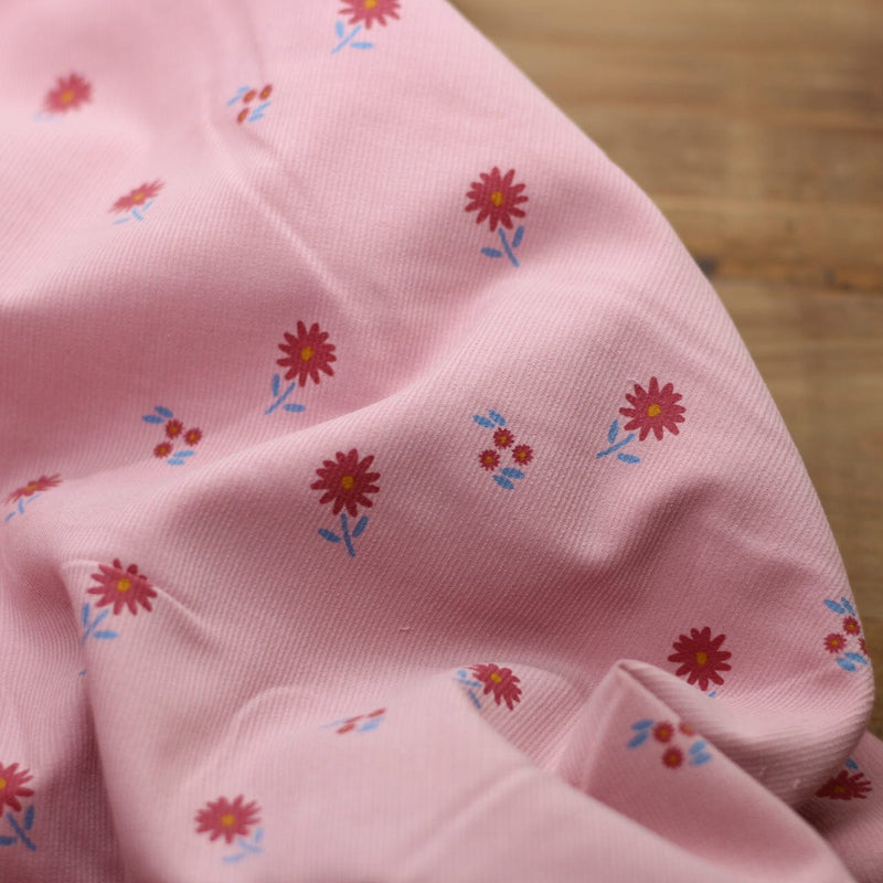 Tissu Velours milleraies - RETRO FLOWERS - Rose - KATIA Fabrics (vendu x10cm) Tissus katia Fabrics | Gaspard et Léonie Tissus en ligne et Mercerie à Toulouse