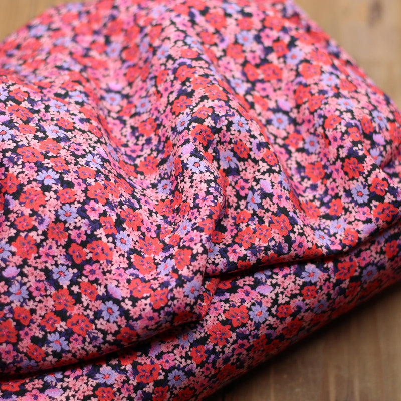 Tissu Viscose - FLEURETTE - Noir (Vendu x10cm) Tissus Sélection Gaspard & Léonie | Gaspard et Léonie Tissus en ligne et Mercerie à Toulouse