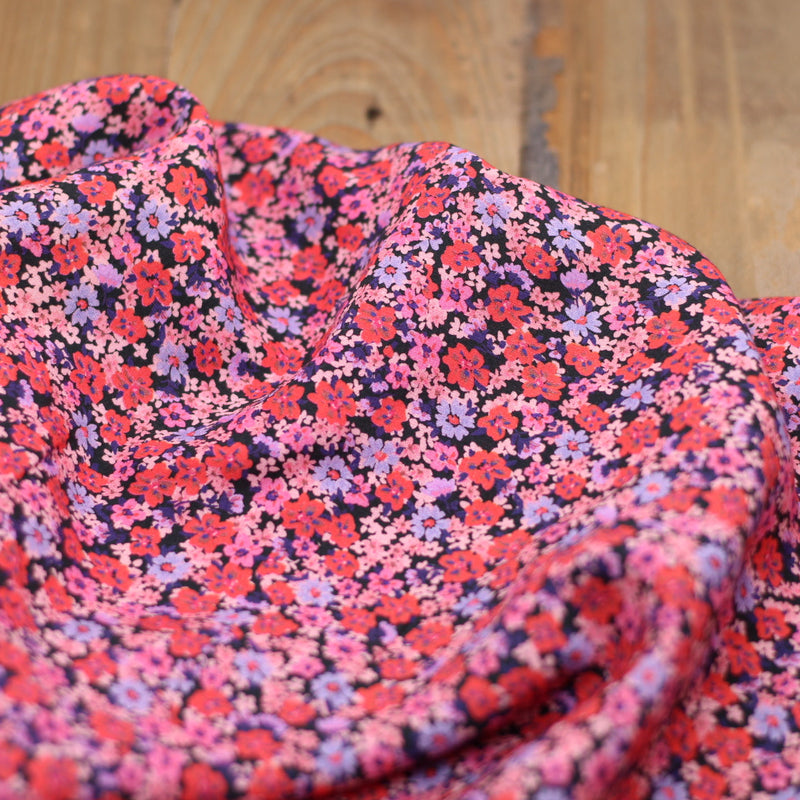 Tissu Viscose - FLEURETTE - Noir (Vendu x10cm) Tissus Sélection Gaspard & Léonie | Gaspard et Léonie Tissus en ligne et Mercerie à Toulouse