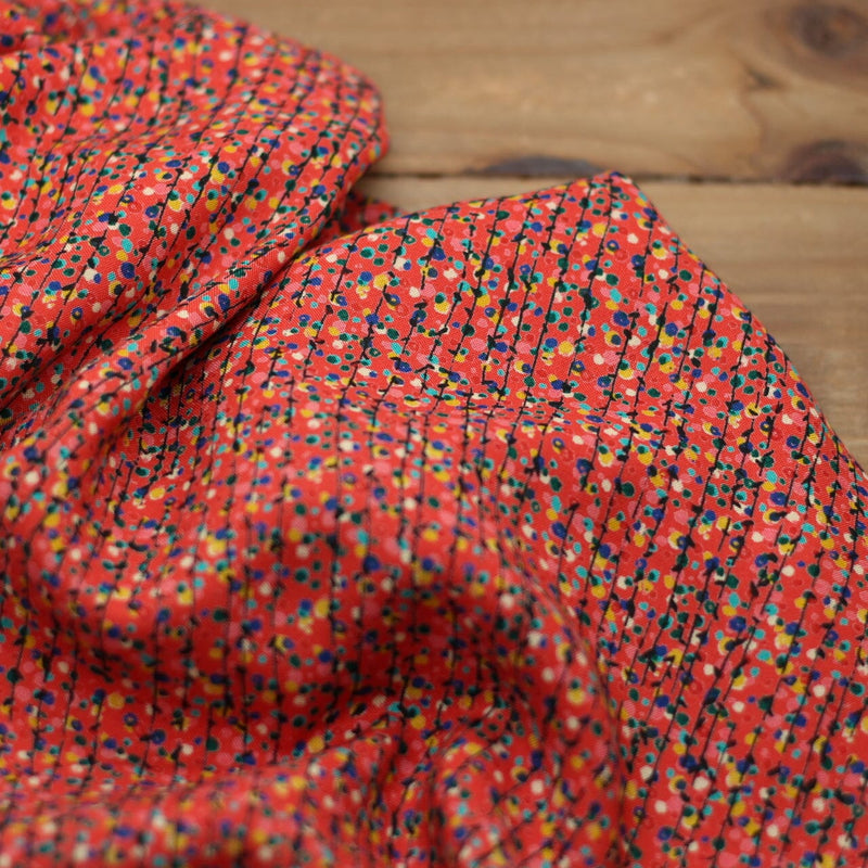 Tissu Viscose - GARLAND - Rouge corail (Vendu x10cm) Tissus Sélection Gaspard & Léonie | Gaspard et Léonie Tissus en ligne et Mercerie à Toulouse