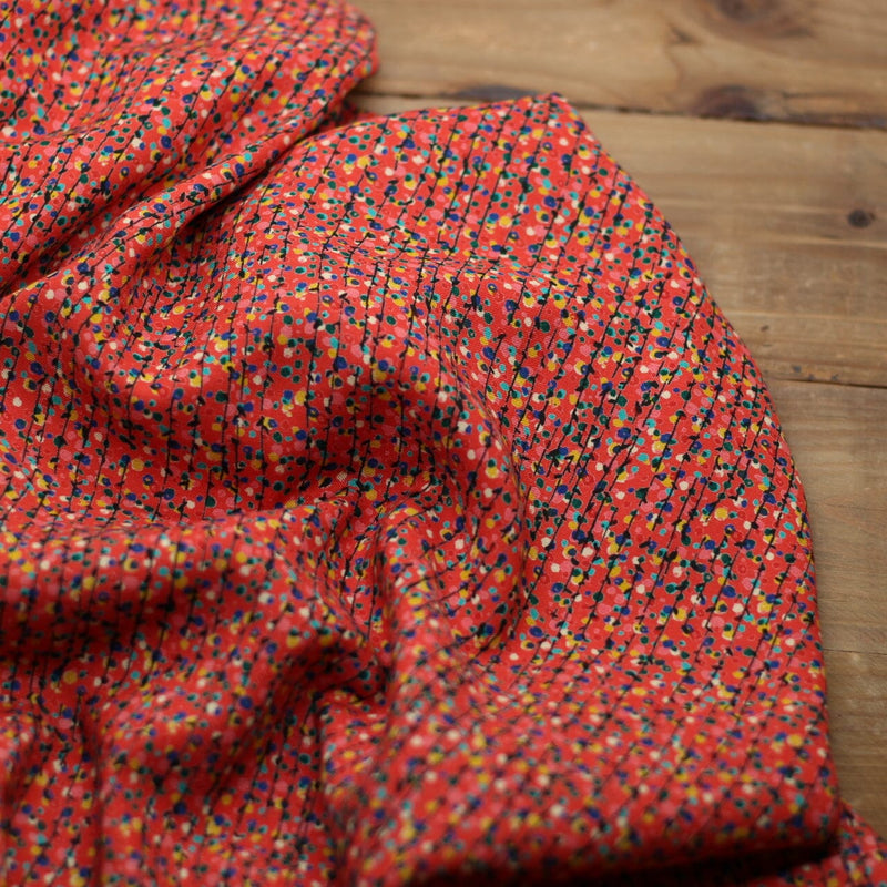 Tissu Viscose - GARLAND - Rouge corail (Vendu x10cm) Tissus Sélection Gaspard & Léonie | Gaspard et Léonie Tissus en ligne et Mercerie à Toulouse