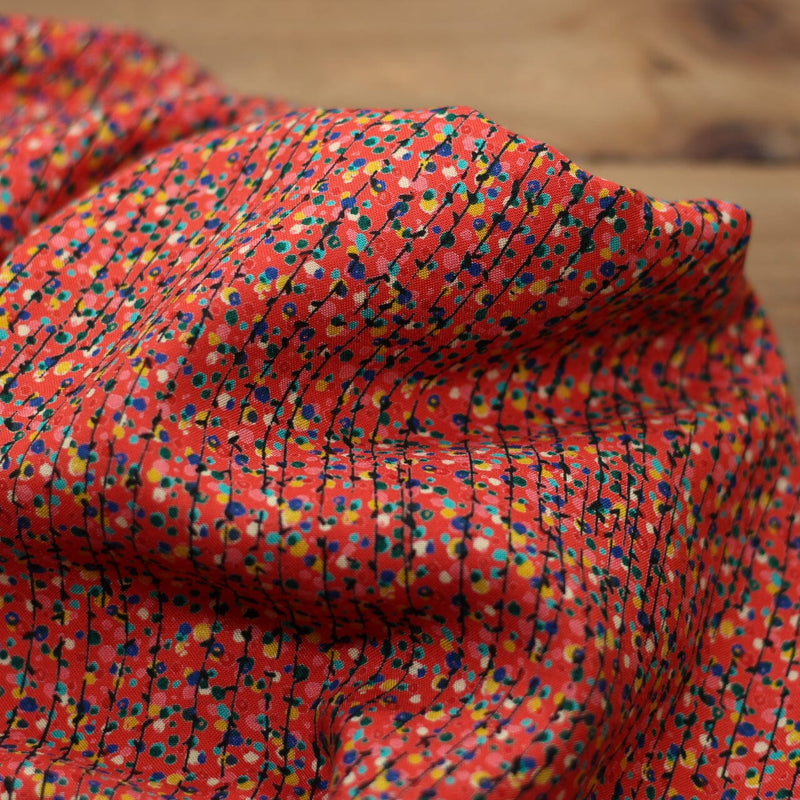 Tissu Viscose - GARLAND - Rouge corail (Vendu x10cm) Tissus Sélection Gaspard & Léonie | Gaspard et Léonie Tissus en ligne et Mercerie à Toulouse