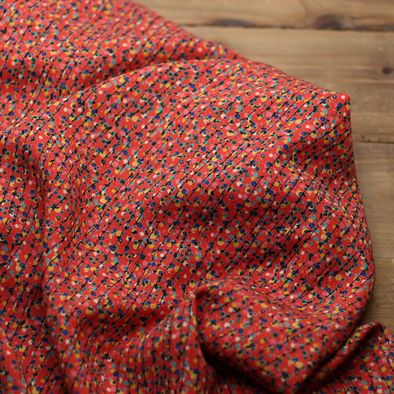 Tissu Viscose - GARLAND - Rouge corail (Vendu x10cm) Tissus Sélection Gaspard & Léonie | Gaspard et Léonie Tissus en ligne et Mercerie à Toulouse
